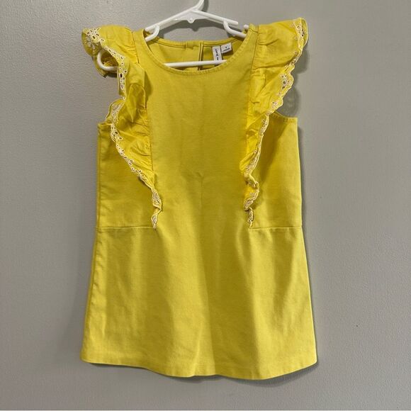 Janie and Jack Girls Dress Size 5 Yellow Sleeveless Ruffle Spring Summer Outfit - Picture 1 of 3